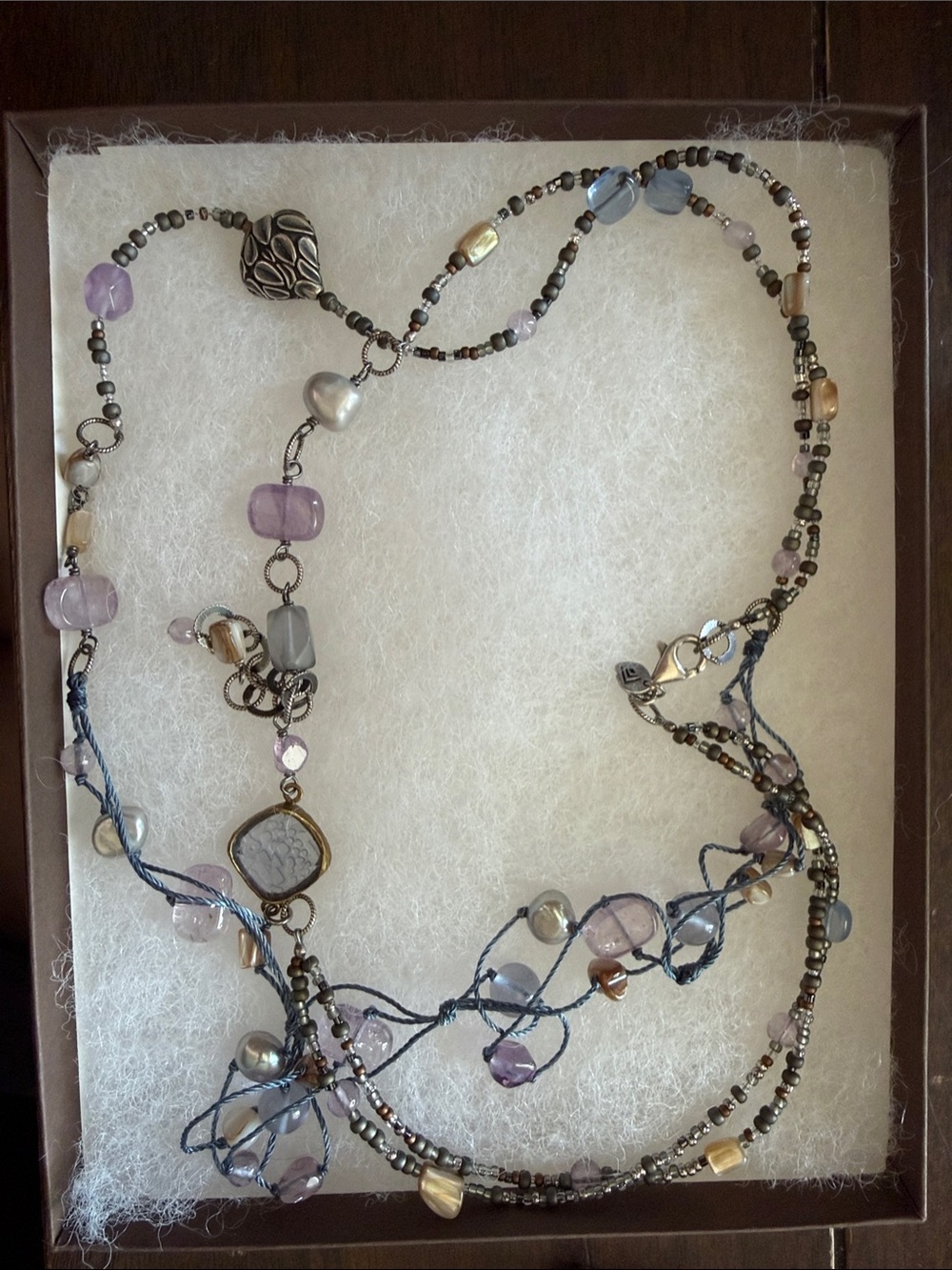 Silpada Lavender and Gray Multi-Strand Beaded Necklace